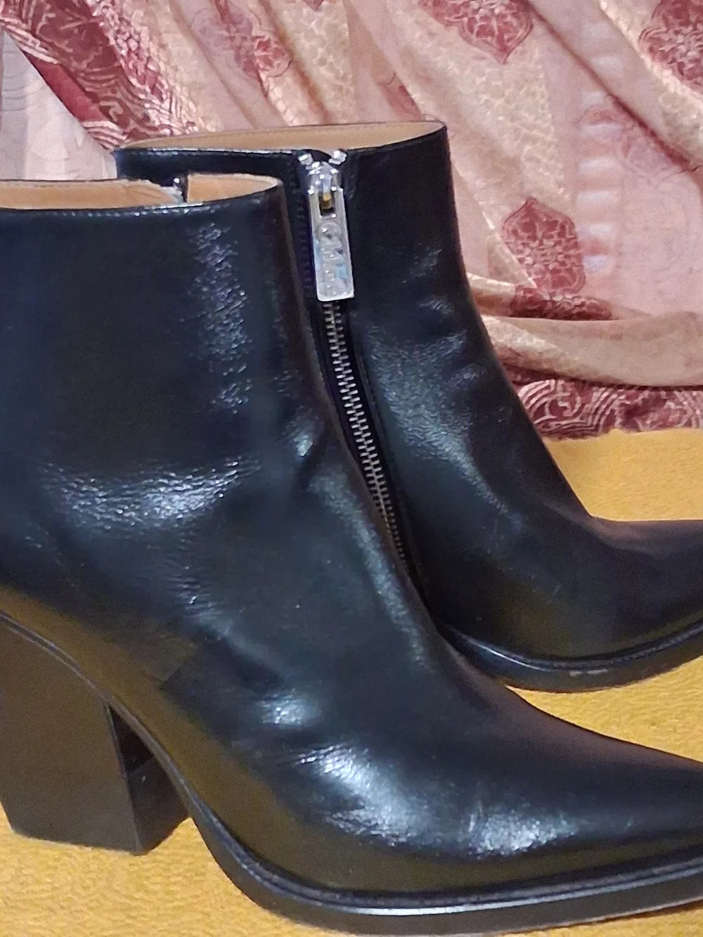 Chloe Black Leather Ankle Booties with Side Zip
